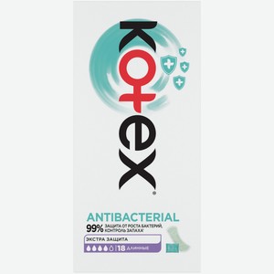 Прокладки Kotex Antibacterial женские длинные, 18шт