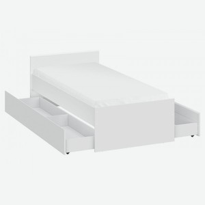 Односпальная кровать Токио Белый текстурный С анатомическим основанием С двумя выкатными ящиками
