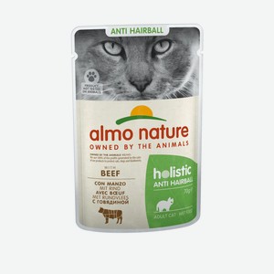 Almo Nature консервы паучи с говядиной для вывода шерсти у кошек (70 г)