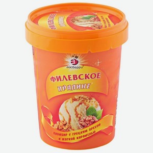 Мороженое Филевское Пралине пломбир с грецким орехом и мягкой карамелью, ведерко, 550 г