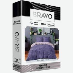 Комплект постельного белья 2-спальный Bravo Кейдж поплин цвет: фиолетовый/розово-бежевый, 4 предмета