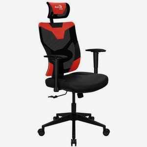 Кресло игровое Aerocool Guardian, на колесиках, эко.кожа/сетка, черный/красный [guardian champion red]