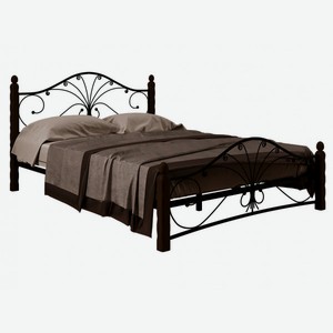 Кровать Сандра Черный, металл / Шоколад, массив 160х200 см