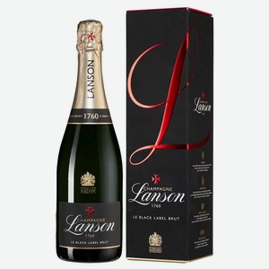 Шампанское Le Black Label Brut в подарочной упаковке, Lanson, 0.75 л.