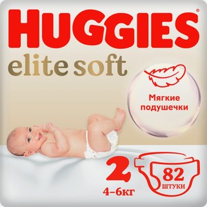 Подгузники Huggies Elite Soft размер 2 4-6кг 82шт