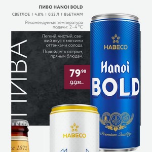 Пиво Hanoi Bold Светлое 4.8% 0.33 Л Вьетнам