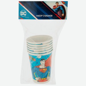 Набор бумажных стаканов Superman, желтый лого, 6 шт*250 мл