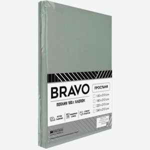 Простыня 2-спальная Bravo поплин цвет: зелёный, 180×215 см