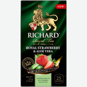 Чай зеленый Richard Royal Strawberry&Aloe Vera в пакетиках 25 шт, 37.5 г