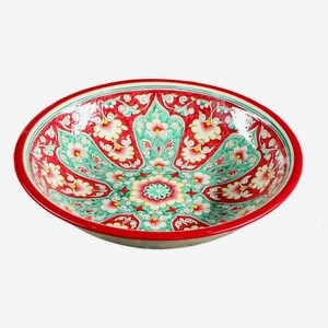 Супница ШАФРАН  Узоры , риштанская керамика, 29 см, красная (3554804)