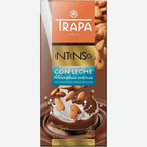 Шоколад Trapa молочный с цельным миндалем, 175г