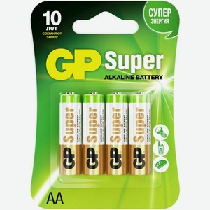 Батареи GP первичные щелочные цилиндрические AA 4шт