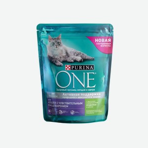 Корм для кошек Purina One при чувствительном пищеварении с индейкой и рисом, 750 г
