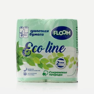 Туалетная бумага Floom 2х-слойная , салатовая 4шт