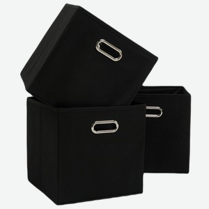 Набор складных коробок Home One 30х30х30см, 3шт, черный (385557)