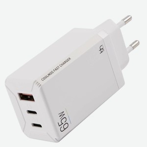 Сетевой адаптер для MacBook Barn&Hollis B&H-55 USB + Type-C, QC3.0 + PD65, с кабелем Type-C-Type-C, белый (УТ000026731)