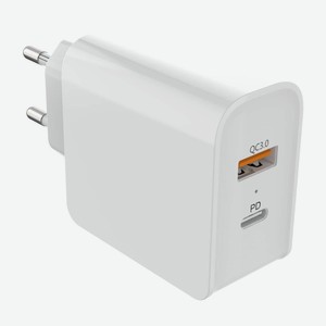 Сетевой адаптер для MacBook Barn&Hollis B&H-53 Type-C QC3.0 + PD30, с кабелем Type-C-Type-C White (УТ000026730)