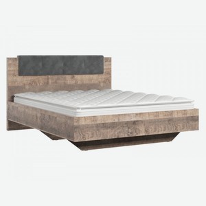 Двуспальная кровать Хуго Дуб Гранж / Темно-серый, велюр 160х200 см