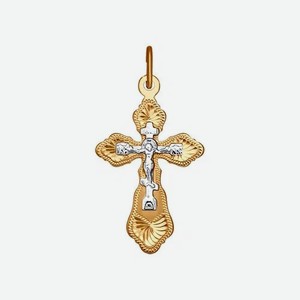 Крест SOKOLOV из комбинированного золота с гравировкой 121213