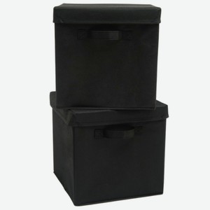 Набор складных коробок Home One 30х30х30см, 2шт, черный (385551)