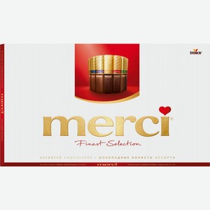 Конфеты MERCI Ассорти шоколадные с начинкой и б/начинки 8 видов, Германия, 400 г