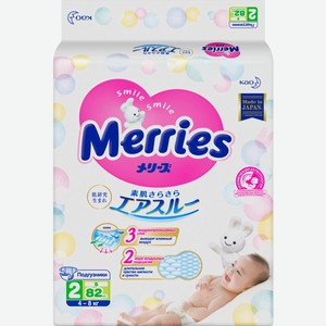Подгузники MERRIES S 4-8 кг, Япония, 82 шт