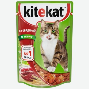 Корм влажный для кошек KITEKAT Говядина в желе, 85 г