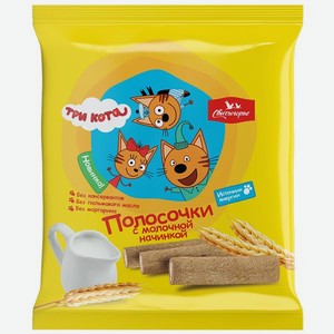 Хлебцы <Три кота> полоски с молочной начинкой 100г Россия