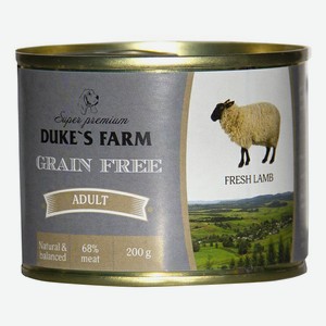 Влажный корм Duke s Farm Grain Fee с ягненком клюквой и шпинатом для собак 200 г