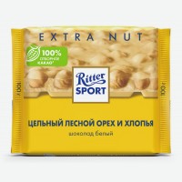 Шоколад белый   Ritter Sport   Цельный лесной орех и хлопья, 100 г