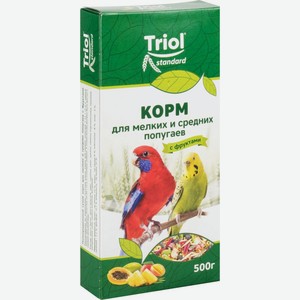 Корм для мелких и средних попугаев Triol Standard с фруктами, 500 г