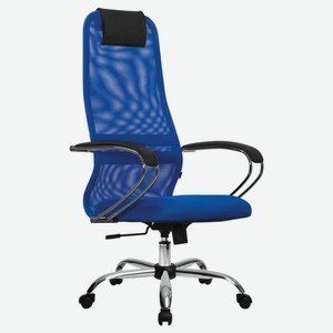 Кресло компьютерное Метта SU-B-8 ХРОМ, ткань-сетка, синее