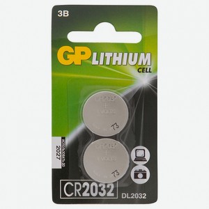 Батарейка литиевая GP Lithium дисковая CR2032, 2 шт.