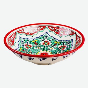 Супница ШАФРАН  Узоры , риштанская керамика, 23 см, красная (7830830)