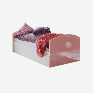 Кровать Юниор-2 розовый металлик / дуб беленый