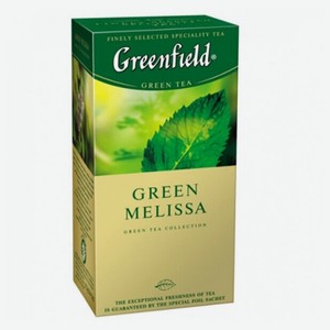 Чай зеленый Гринфилд грин мелисса Greenfield Green Melissa, со вкусом мелиссы, мяты и ароматом лимона, 10 шт по 25 пак