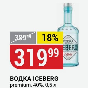 VODKA ВОДКА ICEBERG premium, 40%, 0,5 л