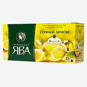 Чай Принцесса Ява, С Ароматом Лимона, Зелёный, 25 Пак.