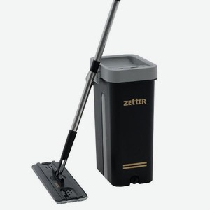 Комплект для уборки Zetter Premium, швабра с отжимом + ведро, размер XL, 13 л, черное