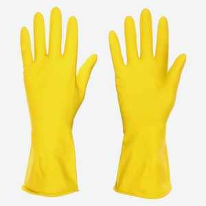 Перчатки хозяйственные VETTA усиленные в местах износа, размер M, желтые (447-005)