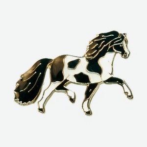 Значок металлический HappyROSS  Пятнистый пони , чёрно-белый, 25х17мм, без упаковки (Германия)