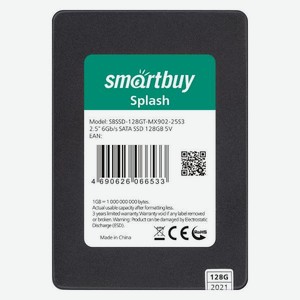 SSD накопитель Smartbuy Splash 128GB (SBSSD-128GT-MX902-25S3)