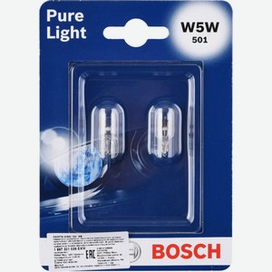 Лампа галогенная автомобильная Bosch W5W 501 Pure Light, 2 шт.