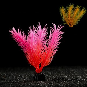 Растение искусственное светящееся для аквариума, цвет красный