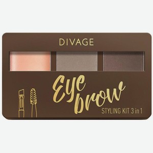 Набор для бровей Divage Eyebrow Styling Kit с воском тон 02 6г