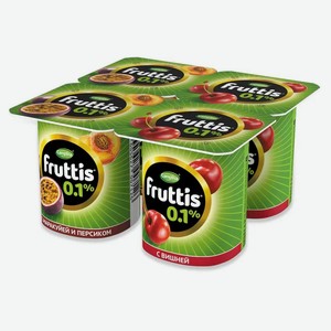 Йогуртный продукт Fruttis вишня/персик-маракуйя 0,1% БЗМЖ, 110 г