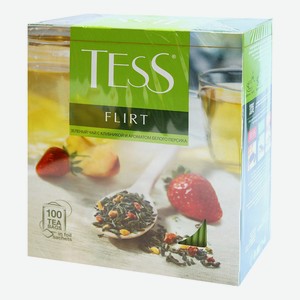 Чай зеленый Tess Flirt с клубникой и персиком 1,5 г x 100 шт