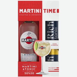 Винный напиток Martini Бьянко + тоник белый сладкий 15 % алк., Италия, 1 л