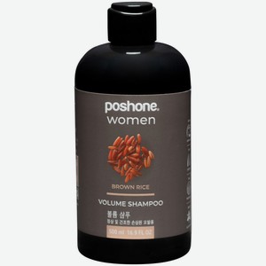 Шампунь для нормальных, сухих и поврежденных волос для придания объема Poshone Women Brown Rice, 500 мл