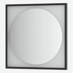 Зеркало Defesto с LED-подсветкой без выключателя 15 W теплый белый свет, черная рама 70x70 см